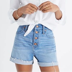 Madewell Light Blue High-Rise Button-Fly Jean Shorts
